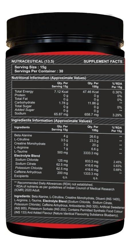 Alpha Labz Alpha Labz Extreme Pre-Workout Supplement with Beta-Alanine, Creatine, L-Citrulline, L-Arginine For Performance | Lean Muscles Building | Strength | Mental Focus | Energy Boost | Explosive & Powerful Pumps | Next Generation Preworkout Formulation & C