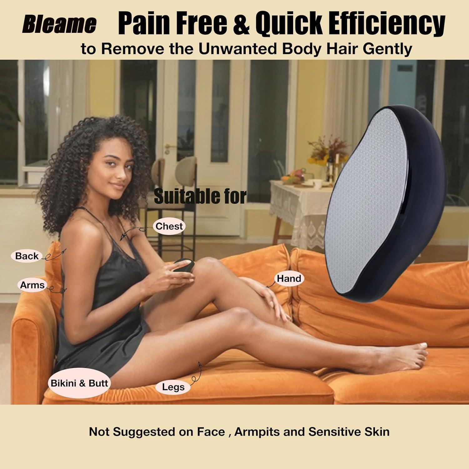 Bleame Bleame Crystal Hair Eraser, Bleame Crystal Hair Remover, for Men & Women Arms Legs Back, Fast & Easy Exfoliate, Soft Smooth Silky Skin, Apply To Any Part Of The Body (Purple) (Black)