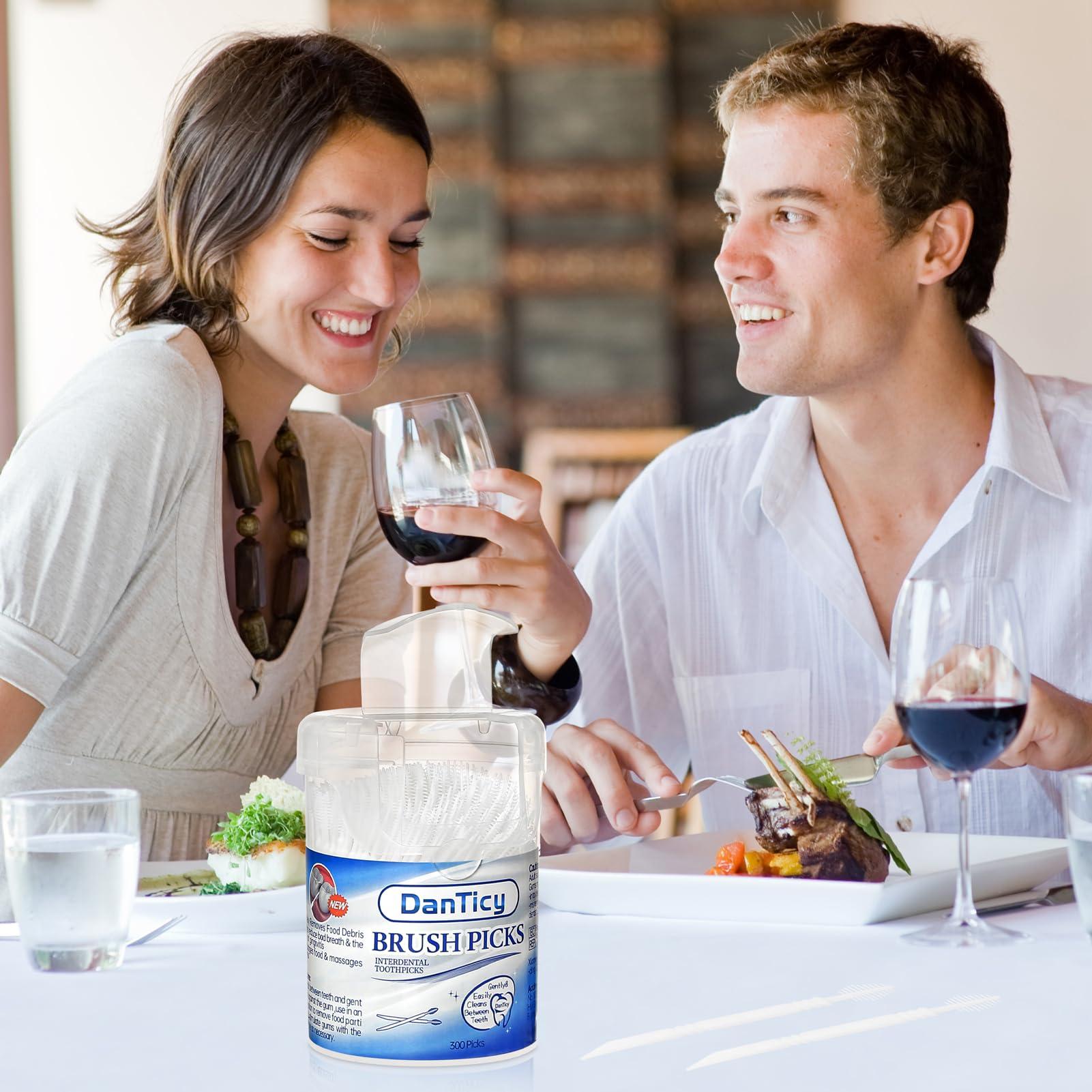 DanTicy DanTicy Adult Manual Brushpicks Interdental Toothpicks,Soft Bristle Dental Floss Picks Toothpicks,Helps Removes Plaque And Debris Between Your Teeth 300Pcs (Pack Of 1),White