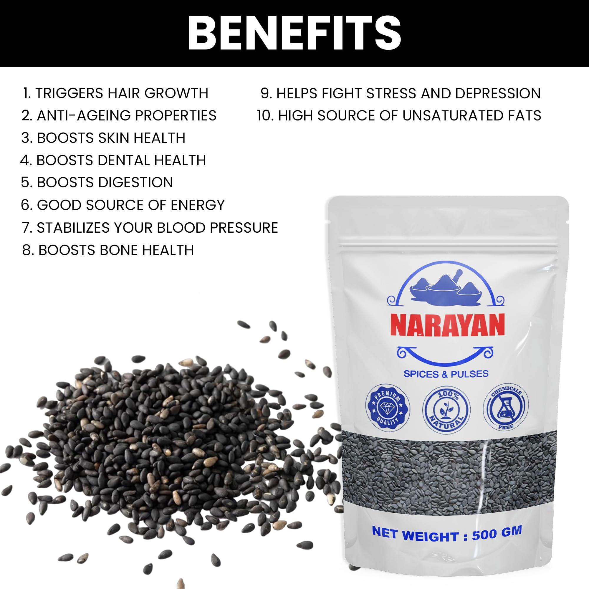 NARAYAN NARAYAN Black Sesame Seeds | Kale Till | 500g (4)