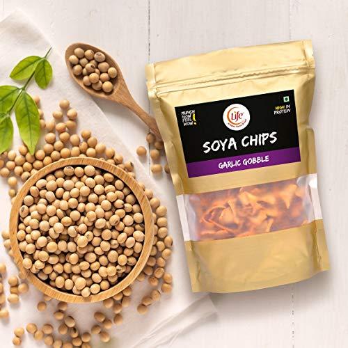 Life Life SOYA Chips Garlic Gobbles 100g Each Healthy Snacks and Namkeen Pack of 6