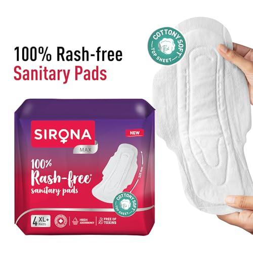 Sirona Sirona Max Sanitary Pads for Women | XL Plus (Pack of 4 Pads) | 100% Rash Free & Toxic-Free | Organic Cotton Sanitary Pad | Up to 0% Leakage, Comfortable & High Absorbency