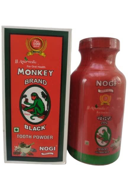 URJUWANI URJUWANI Nogi Monkey Brand Ayurvedic Tooth Powder for Fresh Breath and Improve Your Gum Health (Black , 200g)