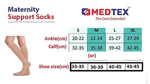 Medtex Medtex Maternity Compression Socks for expecting women, pregnant women for varicose veins,DVT,Helps to Reduces swelling and leg pain,Open toe,Beige (Nylon, XL)