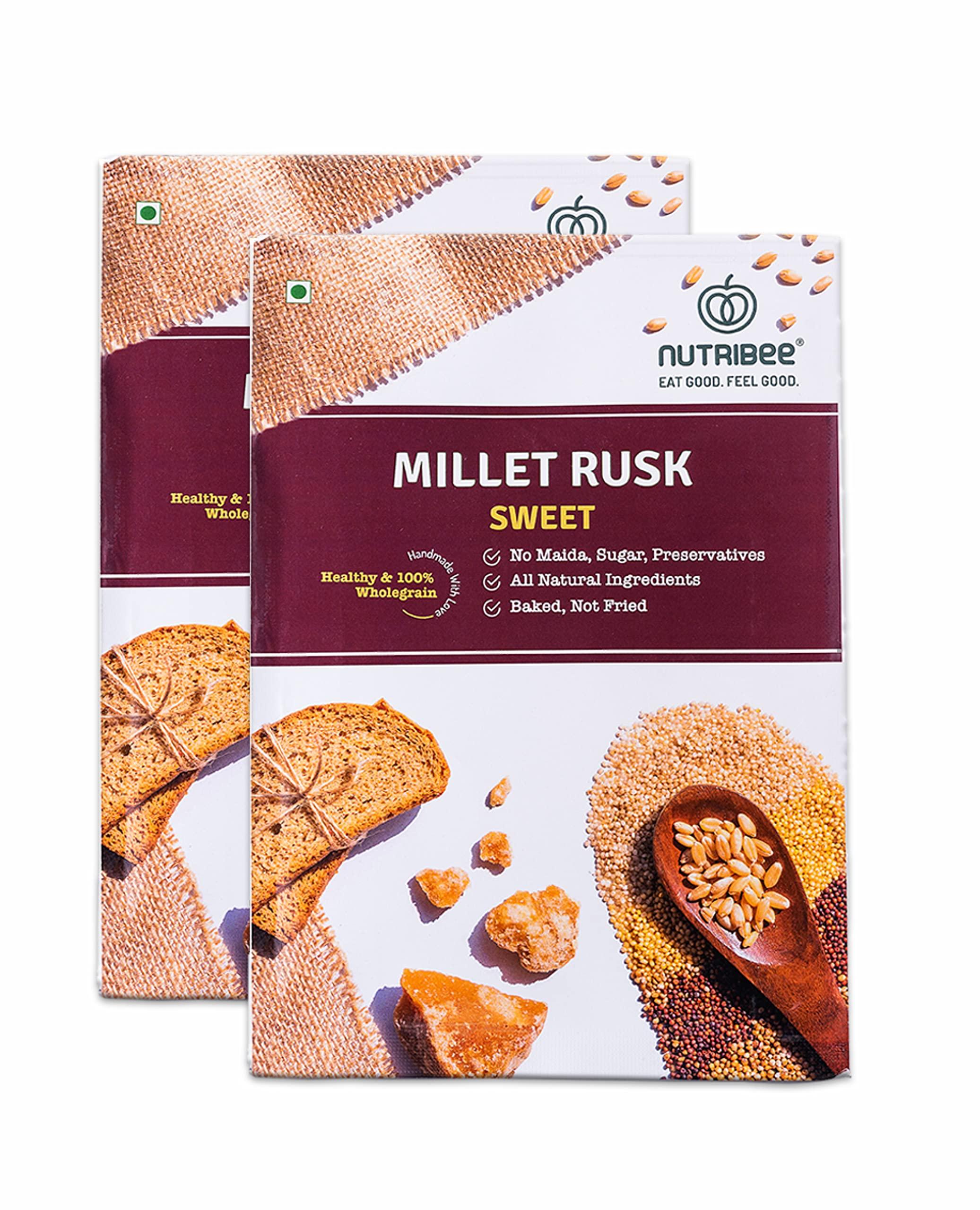 Nutribee Nutribee 100% Multi-Grain Millet Rusk | Refined Sugar Free | Healthy Diet Toast | No Maida and Sugar | No Preservatives | 420g