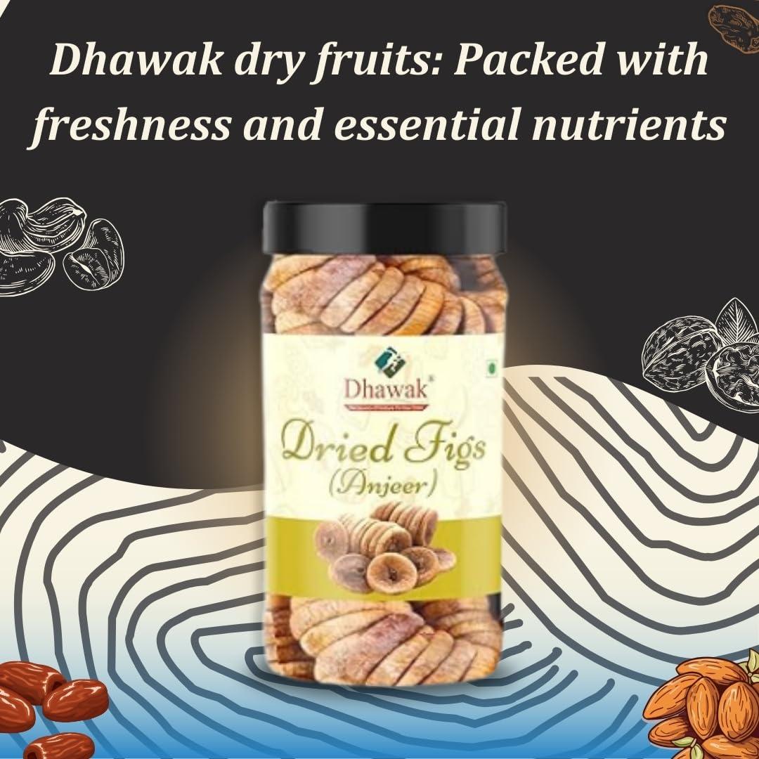 DHAWAK Dhawak Dried Figs Afghani Anjeer 500 gm Afghani Anjeer Big Size |Figs Dry Fruits Anjir (Dried Figs) Dry Fruits for Body Mass Loss, [Jar Pack]