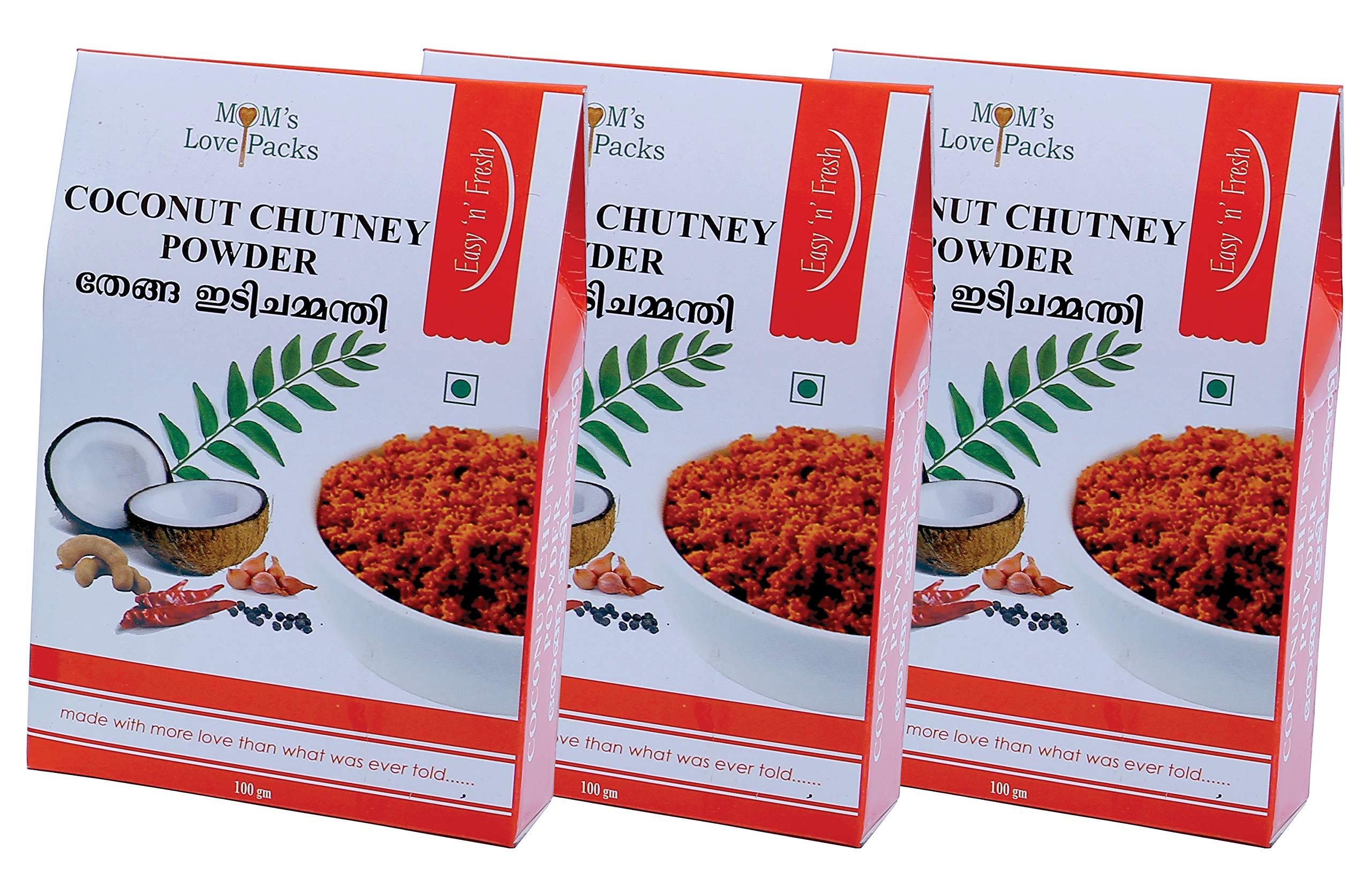 Mom's Love Packs Mom's Love Packs Vegetarian Roasted Coconut Chutney Powder 100gm - (Pack of 3)