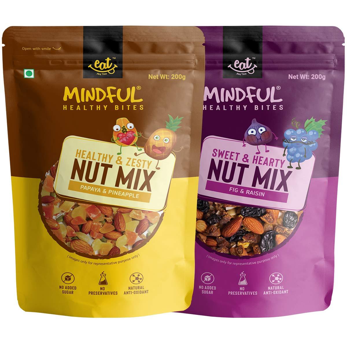 EAT Anytime Eat Anytime Mindful Healthy Trail Mix Combo of Papaya & Pineaple, Fig & Raisin | No Added Sugar & No Preseervatives | Antioxident | Healthy Sanck For Breakfast & Dieat - 200gm(Combo of 2)
