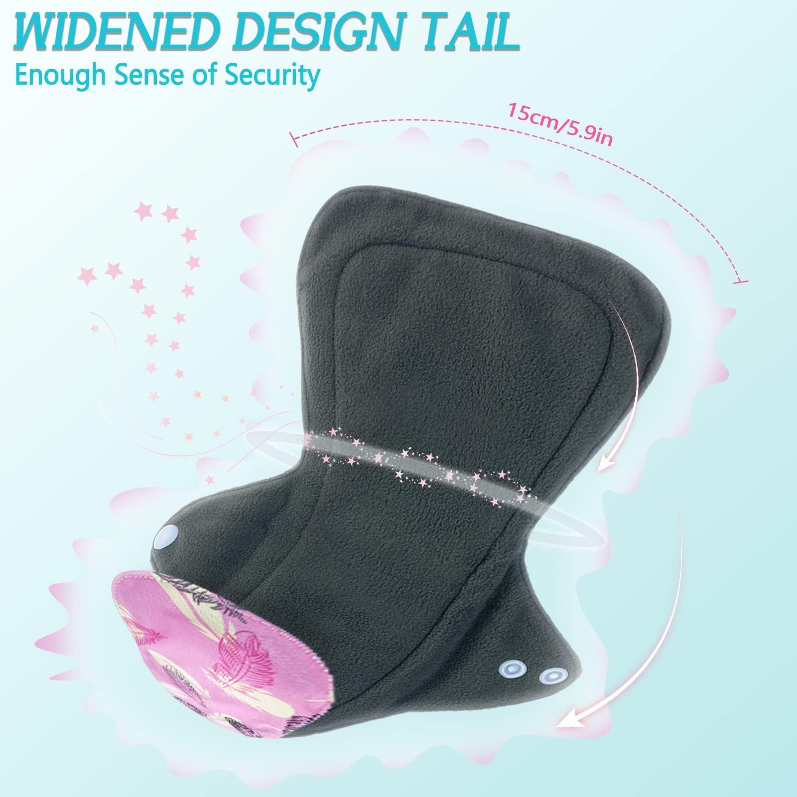 ZCOINS ZCOINS 4PCS Overnight Pads 13.5inch Reusable Pads Menstrual Heavy Flow, Washable Cloth Pad with 1 Zipper Bag