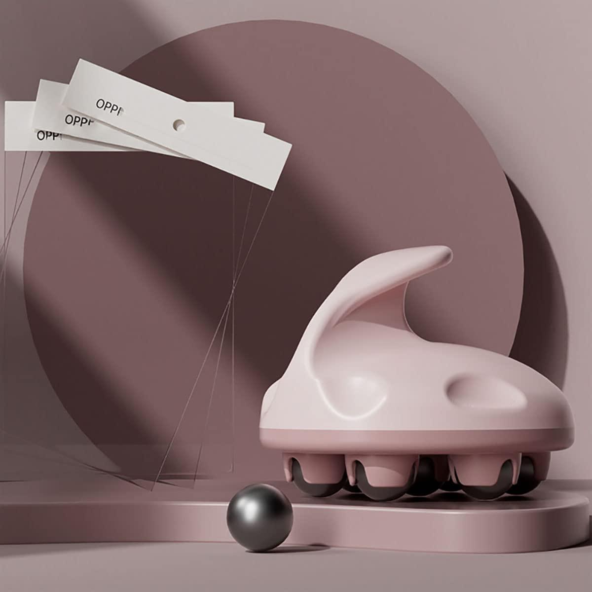 WE-CEF 2PCS Hand Held Massager Hand Massage Glove Massager for Muscle Back Neck Foot Shoulder Leg Pain Relief Massage Tool with Roller Ball Back Scratcher Back Massager Pink