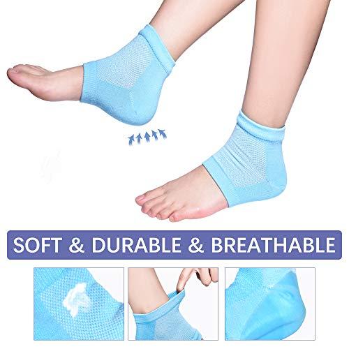 JUMPOW Moisturizing Socks, Moisturizing/Gel Heel Socks for Dry Cracked Heels, Open Toe Socks, Ventilate Gel Spa Socks to Heal and Treat Dry, Gel Lining Infused with Vitamins