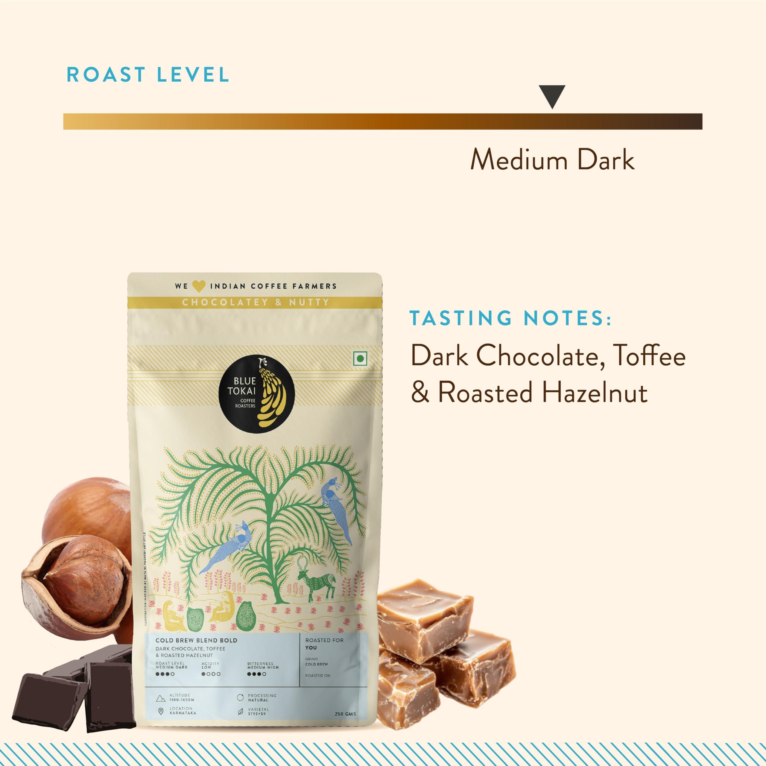 Blue Tokai Coffee Roasters Blue Tokai Coffee Cold Brew Blend Bold - Medium Dark Roast (Whole Bean) 500 g | Made with 100% Specialty Grade Arabica Freshly Roasted Coffee Beans