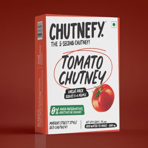 CHUTNEFY Chutnefy - 5-Second Instant Tomato Chutney - Pack of 1 Serves (5-6) | Home Style Delicious & Ready-to-Eat Chutneys| 100% Natural Ingredient | No Preservatives or Additives