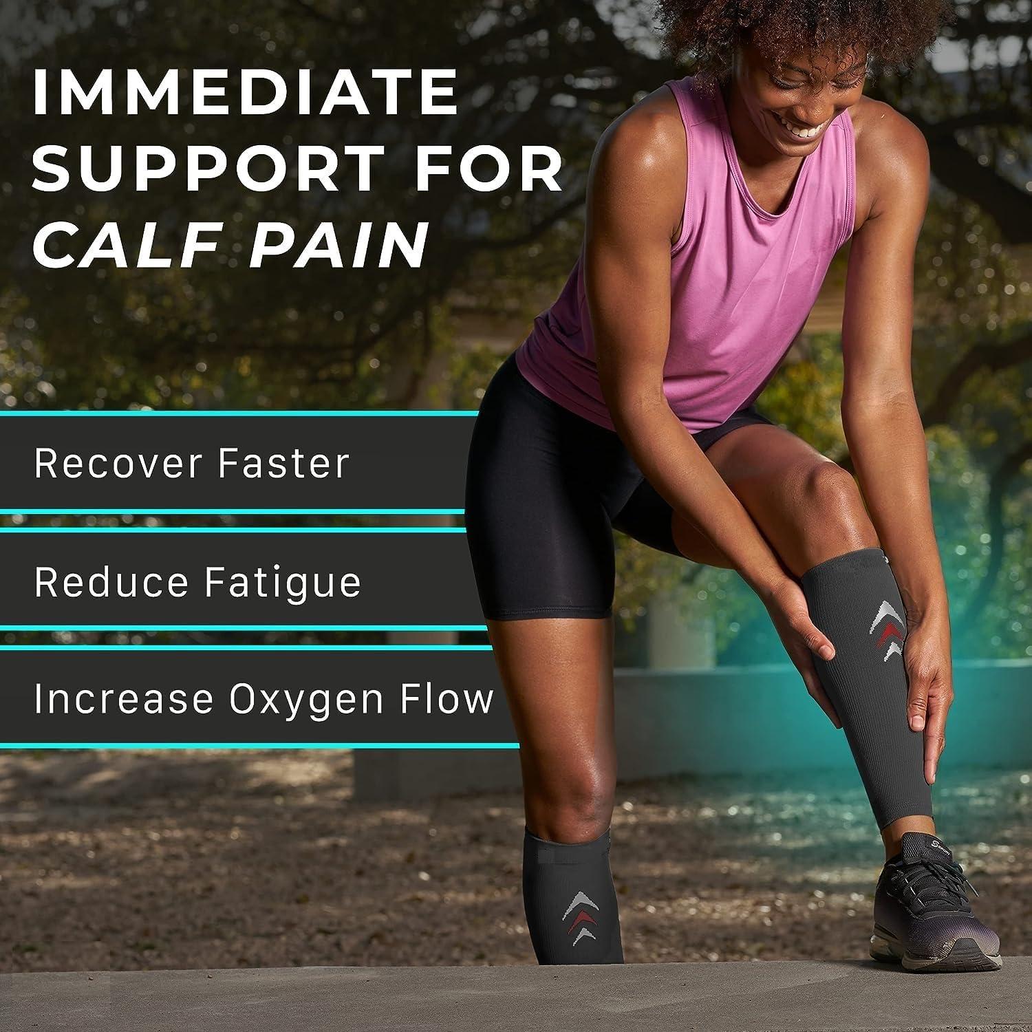 Leosportz Leosportz Calf Support Shin Brace Support - Shin Splints Compression Sleeves for Men & Women | Leg Compression for Sports Gym Running Cycling Jogging Workout Pain Relief Injury (XL, Red-Black)