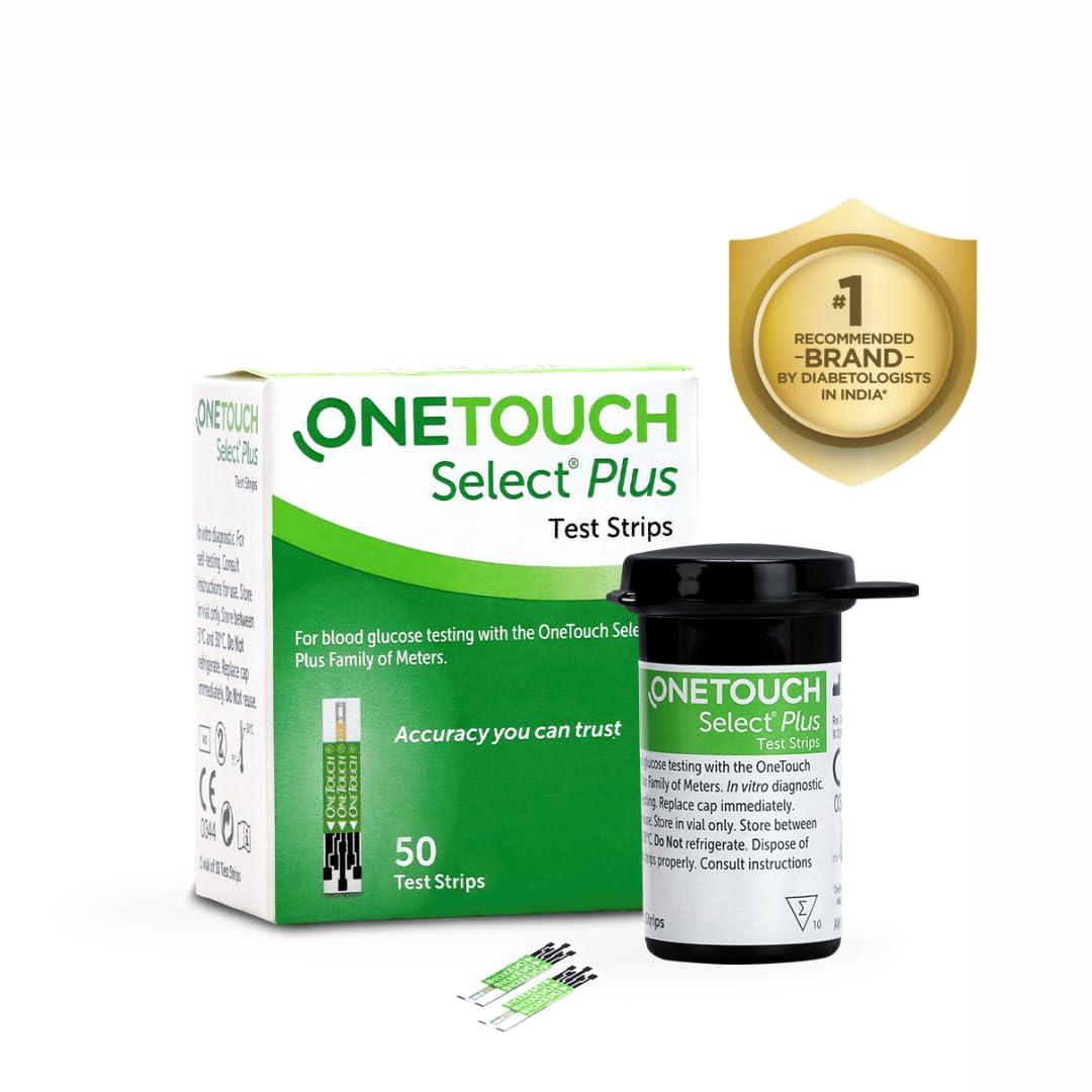 OneTouch OneTouch Select Plus Test Strips | Pack of 50 Strips | Blood Sugar Test Machine Testing Strips | Global Iconic Brand | For use with OneTouch Select Plus Simple Glucometer