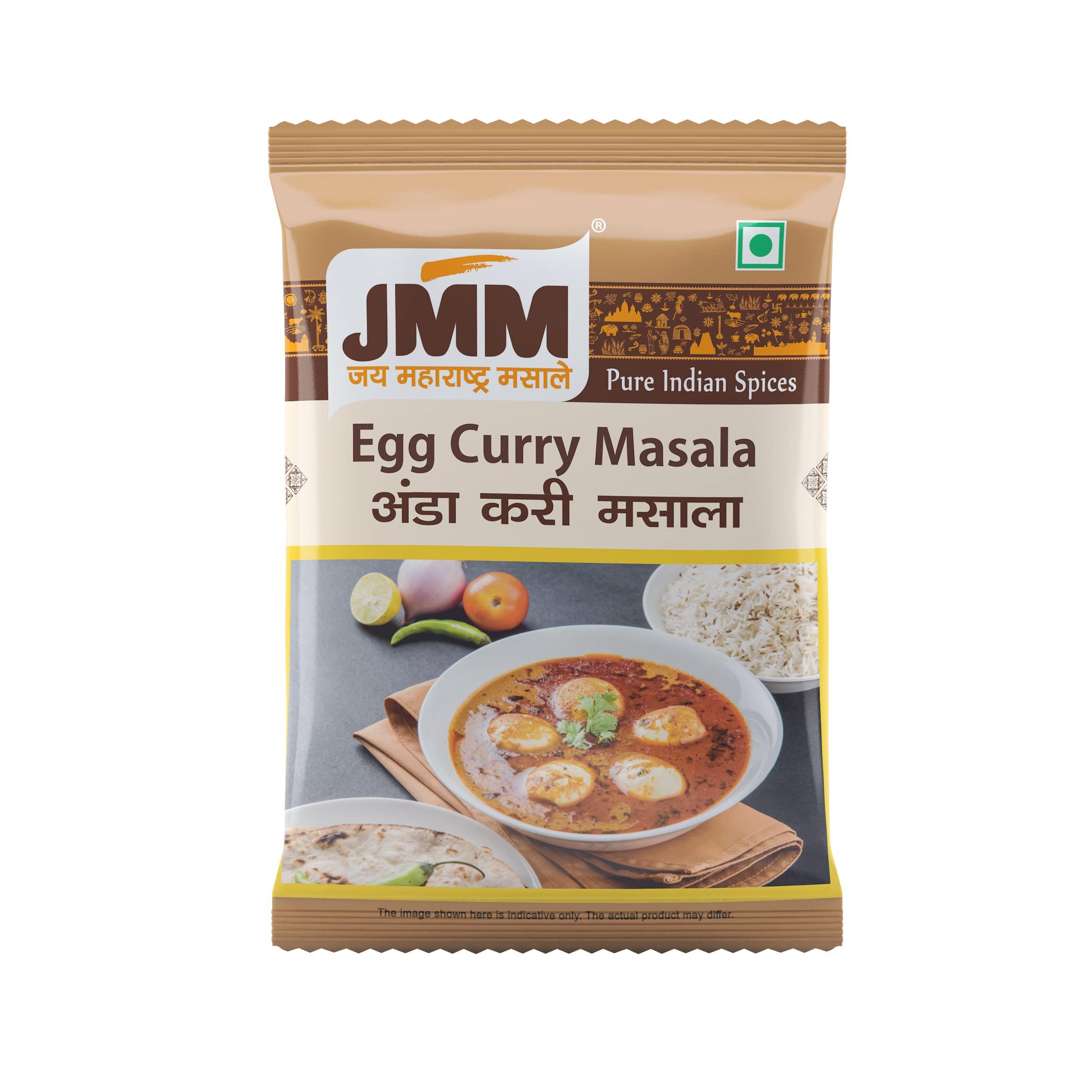 JMM JAI MAHARASHTRA MASALE Jai Maharashtra MASALE Egg Curry Masala, Pure Indian Spices, Taste of 70 Years' Experience, Since 1952, Natural Maharashtrian Flavor, No Artificial Colors or Flavor Added (250 GM)