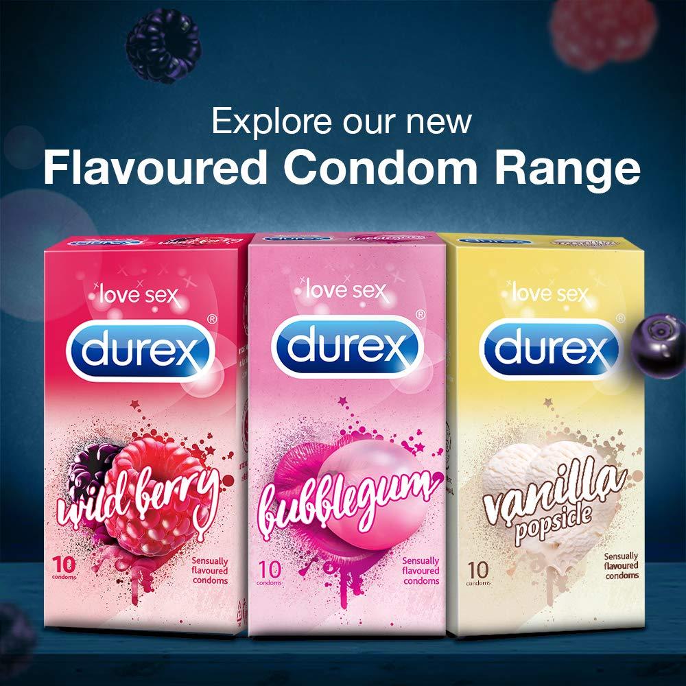 Durex Durex Bubblegum Flavoured Condoms for Men - 10 Count |Suitable for use with lubes & toys