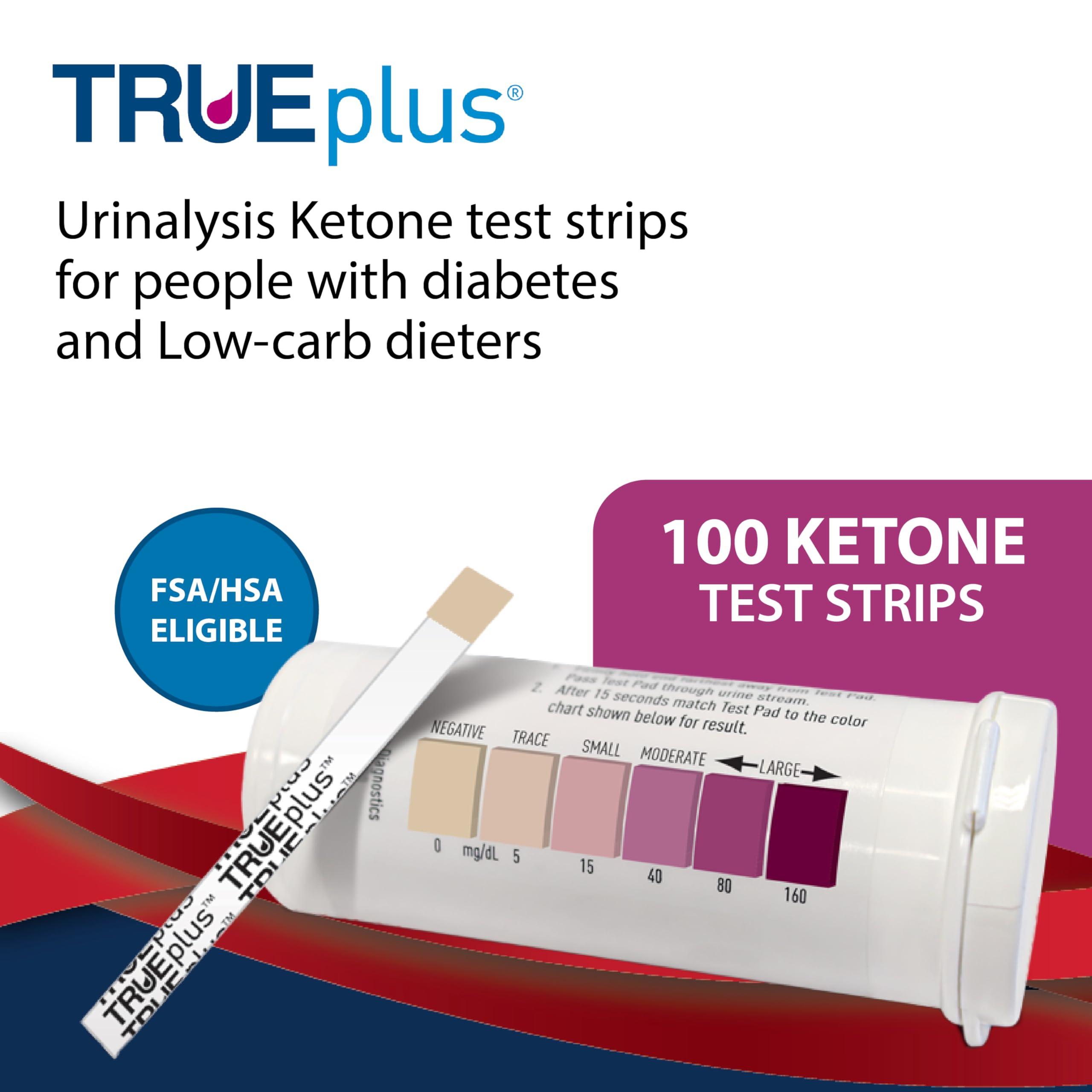 TRUEplus TRUEplus Ketone Test Strips Ideal for Low-carb dieters and People with Diabetes Made in USAUrinalysis Test Sticks (100)