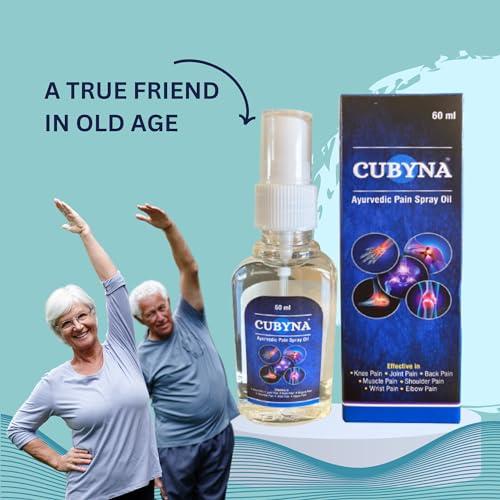 CUBYNA CUBYNA Natural Ayurvedic Pain Oil 60 ml Travel Pack (Spray Type) Blend of 14 Ayurvedic Herbs, Quick Absorption, 1 Pack = 1