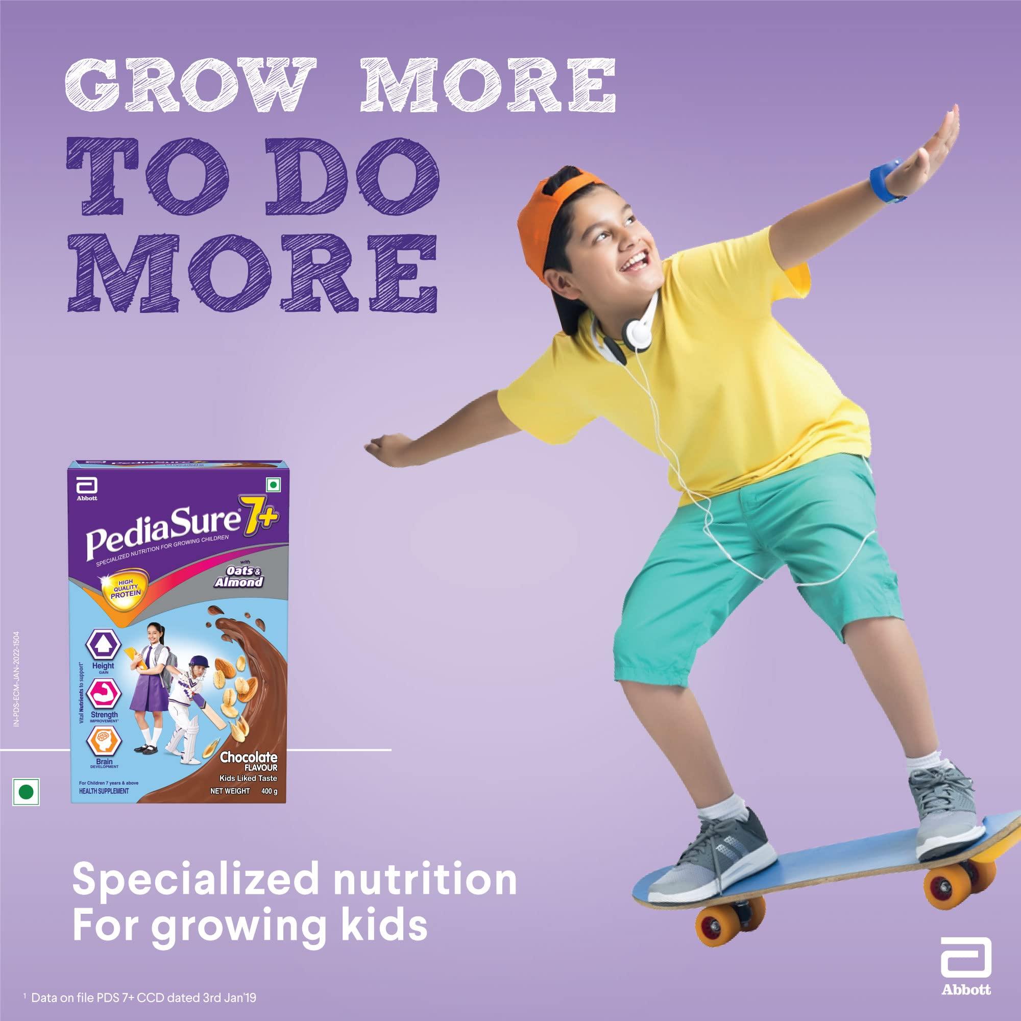 Pediasure Pediasure 7+ Specialized Nutrition Drink Powder 400g, Premium Chocolate Flavour, Scientifically Designed Nutrition for Growing Children, Supports Height Gain, Muscle Strength &Brain Development