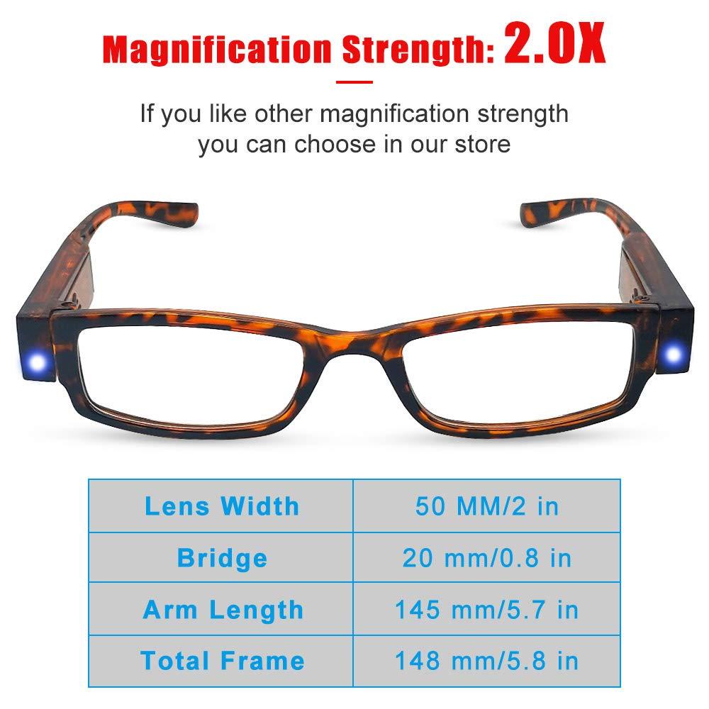 DuanMei Led Readers for Men and Women Magnifying Glasses with Light Reading Glasses With Light Led Magnifier Eyeglasses Nighttime Reader Compact Full Frame Eyewear Unisex Lighted Eye Glasses,+1.5