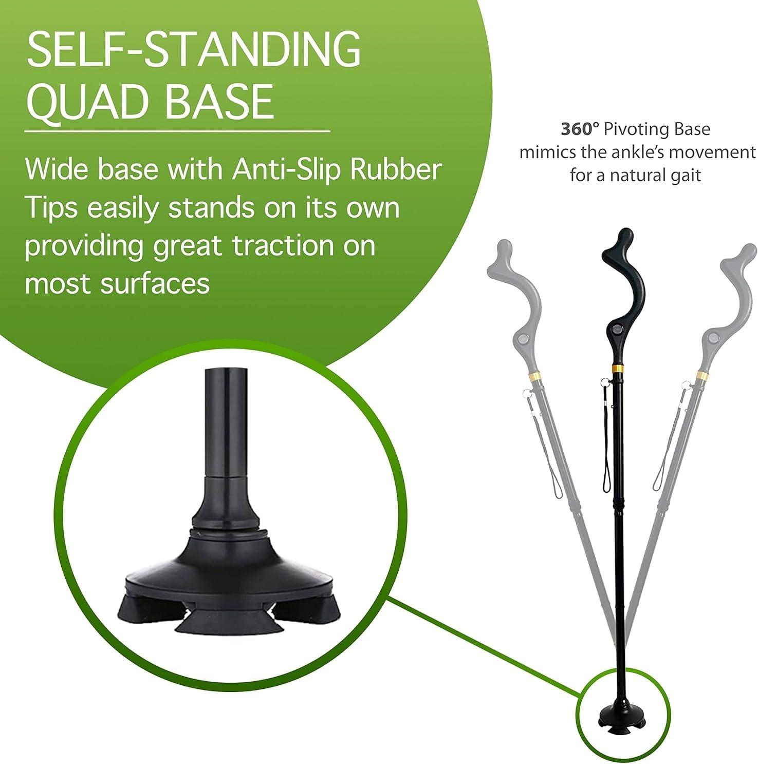Fariox FARIOX Straight Up Cane Folding Self-Standing, Anti Slip and Height Adjustable for Balance and Comfort, Suitable for Men, Women and Seniors