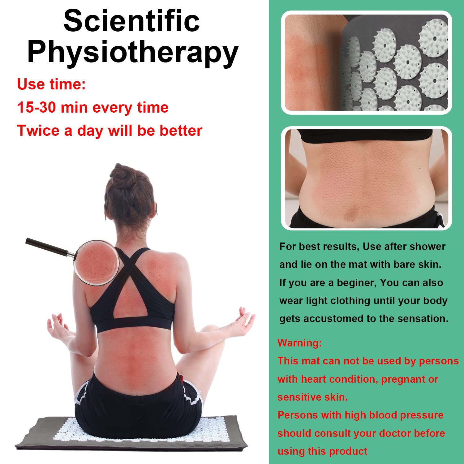 XiaoMaGe XiaoMaGe Yoga Acupressure Mat And Pillow Set With Bag-Extra Long 29.1 X 16.9 Inch Massage Acupuncture Mat-Naturally Relax Back,Neck And Feet Muscles-Stress And Pain Relief(Gray)