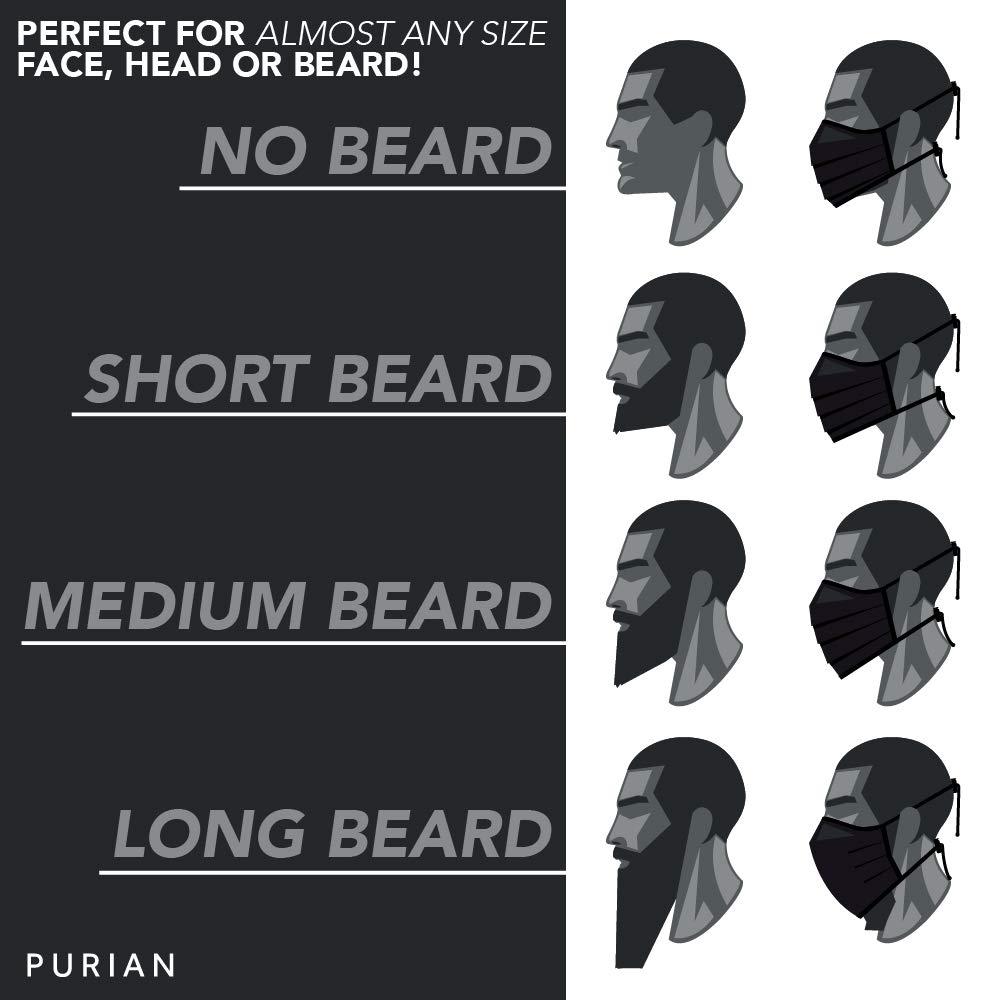 PURIAN Purian Face Mask for Men with Beards | Black Tie Behind Straps For All Day Use