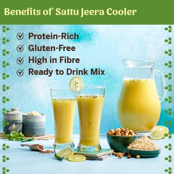 THE SATTU CO. THE SATTU CO. Sattu Jeera Cooler, Ready to Drink Mix, Rich in Protein, High in Dietary Fibre, Gluten free, Suitable for Vegans - (Pack of 3, 200 gms, JSC-03)