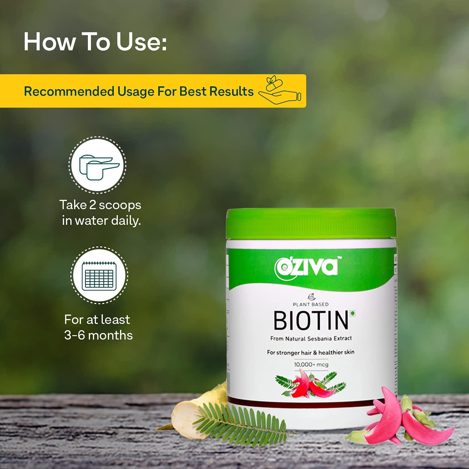 OZiva OZiva Plant Based Collagen Builder Powder (With Vitamin C) Berry Orange,250G & Plant Based Biotin 10000+ Mcg (With Natural Sesbania Agati Extract) For Stronger Hair & Healthier Skin,125G(Combo Pack)