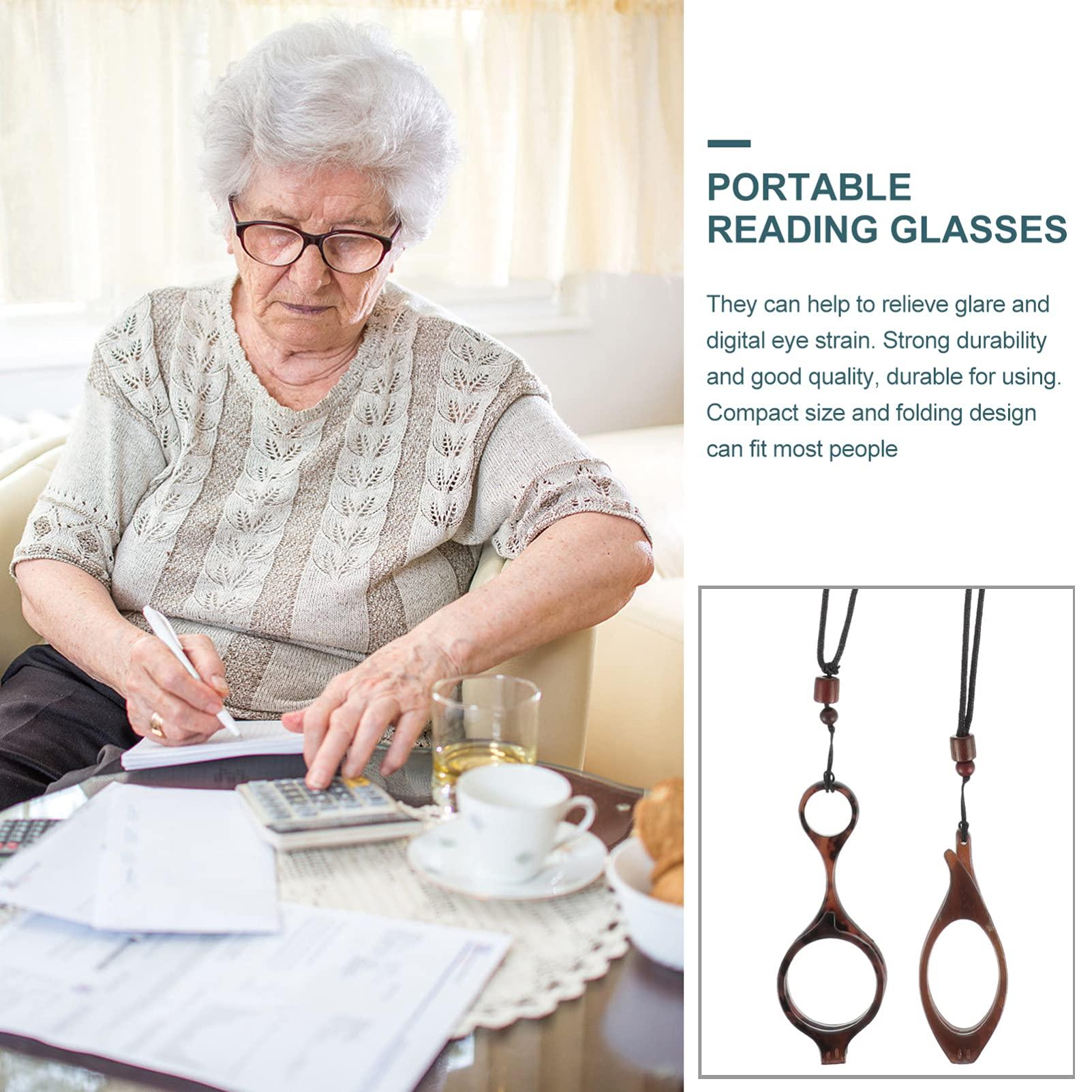 FOMIYES FOMIYES Necklace Folding Reading Glasses, 2 Pcs 1 Set Portable Hanging Neck High- definition Glasses, Exquisite Mini Readers Glasses for Men Women