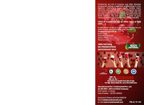 TRUEDREAMALL TRUEDREAMALL CRANBERRY - Pure Quality, Unsweetened, Pure & Organic (750 ml Concentrated)