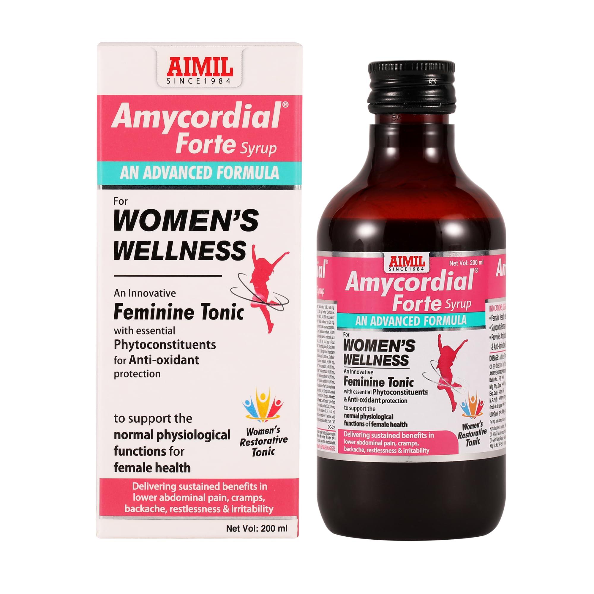 AIMIL AIMIL Amycordial Forte Syrup - 200ml | Women Wellness | Feminine Tonic | Enriched with Antioxidants | Ashoka, Lodhra, Shatavari