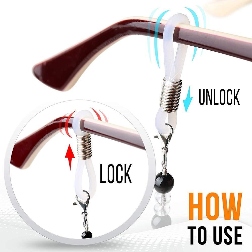 Roscoe Roscoe Face Mask Chain Lanyard Eyeglass Glasses Chains, Mask Chain Necklace Holder lanyard Unisex Mask Strap Eyeglass Chains Pearl Beaded Reading Eyeglass Holder Eyewear Retainer Adjustable Eye Glasses Holder (Pearl)