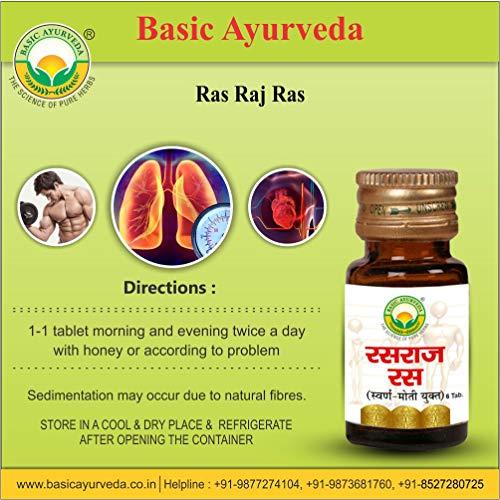 BASIC AYURVEDA BASIC AYURVEDA Rasraj Ras with Gold & Pearl 12 Tablets | Ayurvedic Supplements for Vata Health | A Powerful Blend of Natural Ingredients Extra Strength Formula