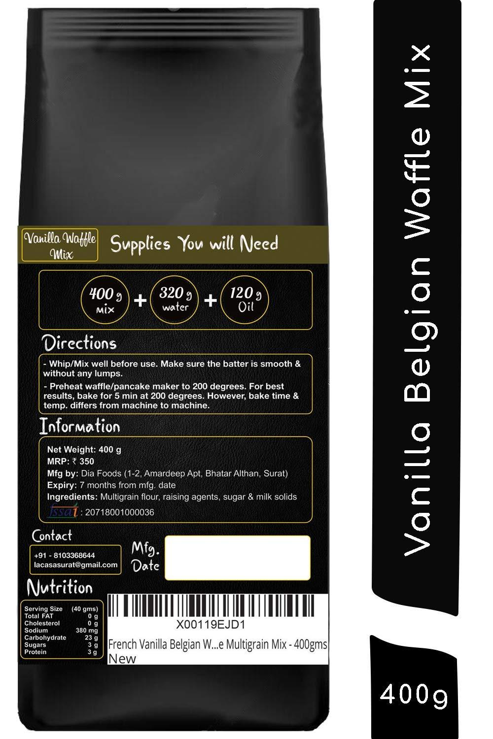 La Casa La Casa French Vanilla + Chocolate + Red Velvet + Black Choco Belgian Waffle Mix | Combo Pack | Pancake Mix | Multigrain | Vegan | Egg-Less | Extra Crisp | Pack of 4 | 1.6 Kgs |