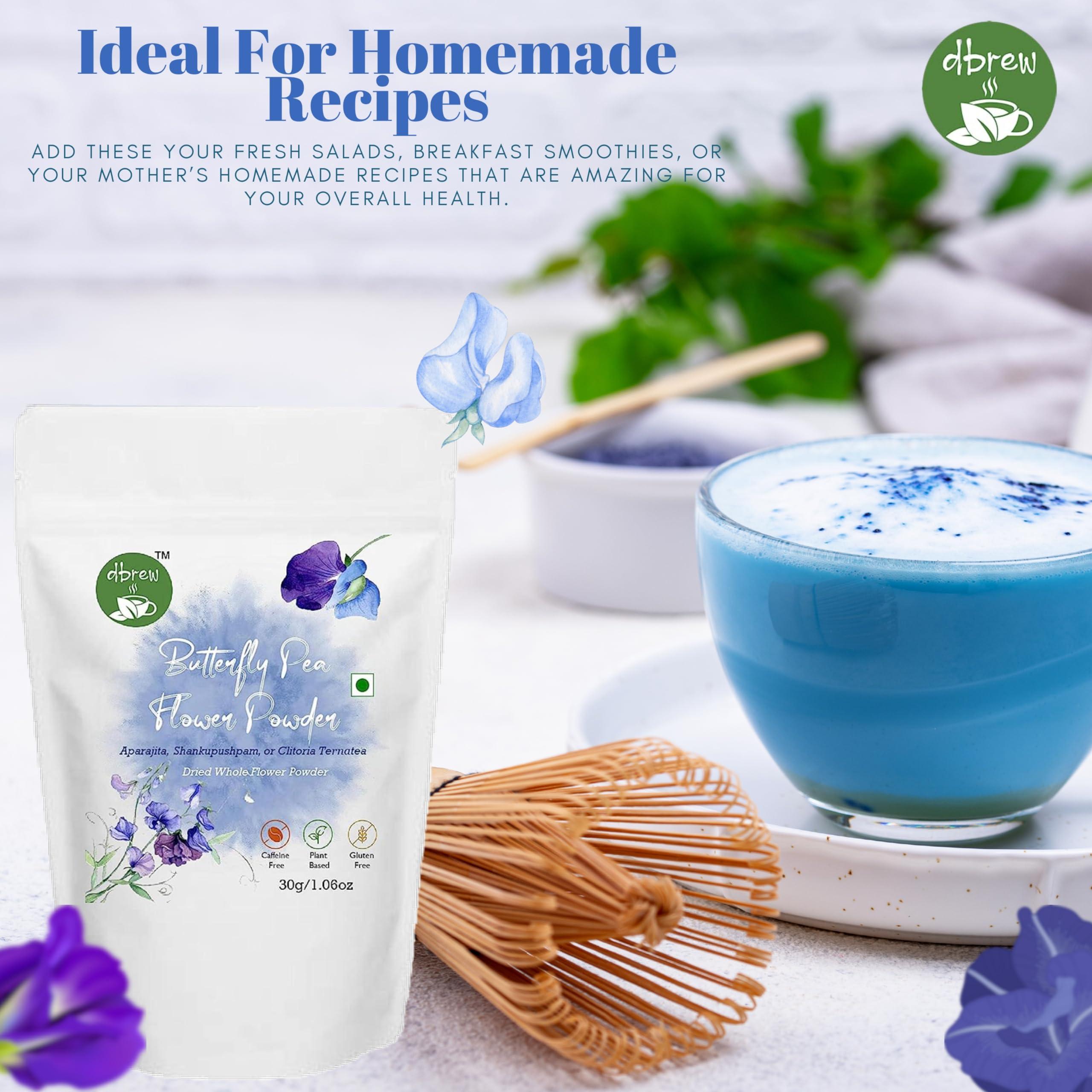 dbrew dbrew Blue Matcha 50g | Butterfly Pea Powder | 50G | 100 Cups | Superfood | Blue Latte | Caffeine Free, 50 Gm