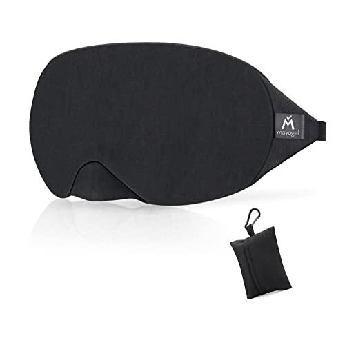 Mavogel Mavogel Cotton Sleep Eye Mask - Updated Design Light Blocking Sleep Mask, Soft and Comfortable Night Eye Mask for Men Women, Eye Blinder for Travel/Sleeping/Shift Work, Includes Travel Pouch, Black