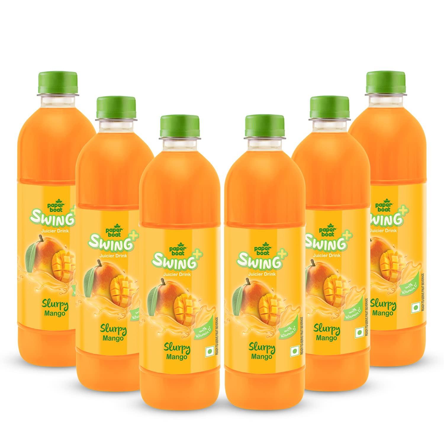 Paper Boat Paperboat Swing Slurpy Mango Juice with Vitamin D, 600 ml Each - Pack of 6 & Paper Boat Lychee Juice, Litchi Jelly Drink Enriched with Vitamin D (Pack of 9, 150ml each), Pink
