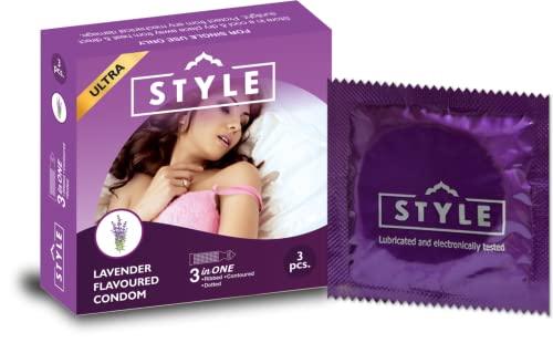 STYLE PREMIUM Style Lavender Condoms for Men 18 count, Pack of 6 (3 pieces per pack)