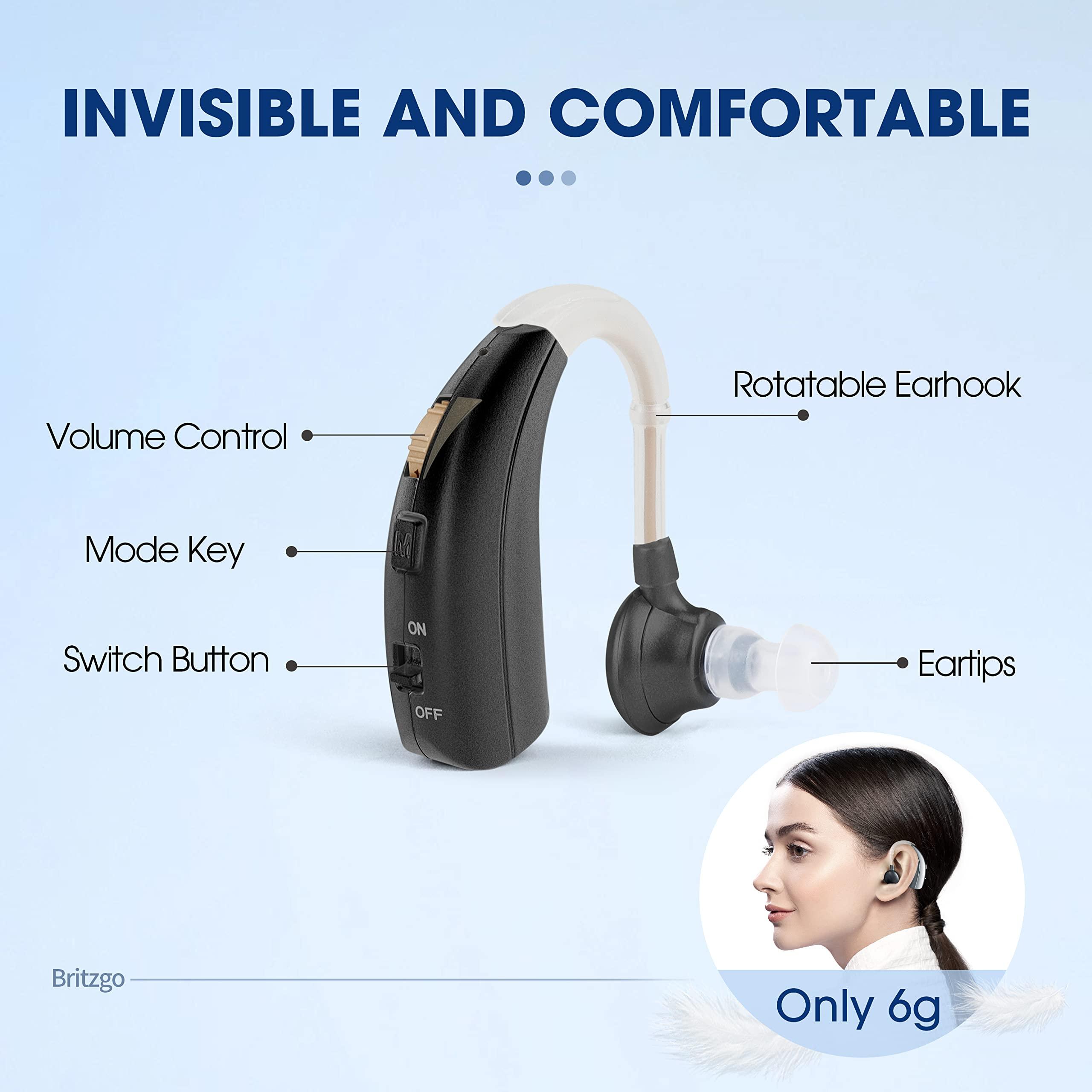 Britzgo Britzgo Digital Hearing Aids Amplifier Rechargeable with adjustable mode Doctor and Audiologist Designed (Black)