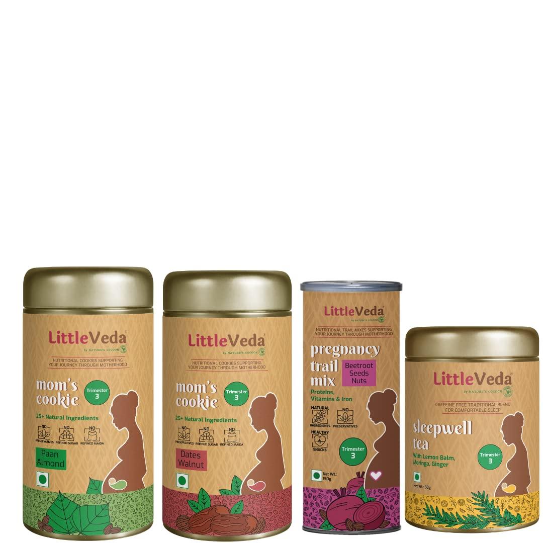 LittleVeda LittleVeda Pregnancy Gift Hamper (Pregnancy Trail Mix, Pregnancy Cookies & Sleepwell Tea) - For Pregnant Women, Trimester 3 (6-9months), Mothers Day Gifting