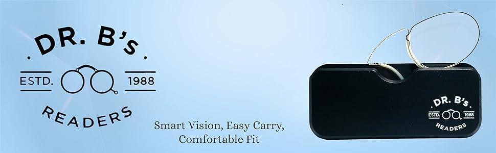 DR. B\'s Readers DR. B\'s Readers Nose Resting Reading Glasses Protection from Screen Glare | Reduce Eye Strain & Fatigue Oval Eyeglasses Lightweight Frame with Pod Case for Men & Women (Grey + 2.50)