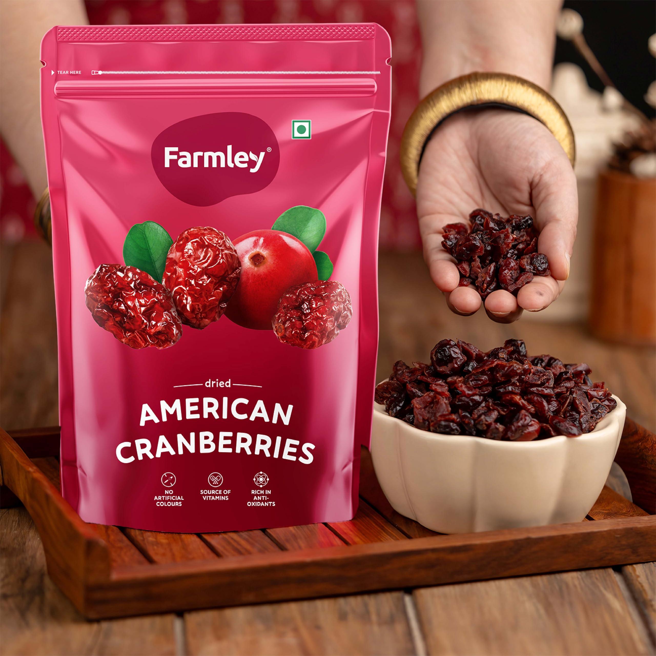 Farmley Farmley Canadian Dried Cranberry I 200 gram I Dry Fruit, Berries, High Nutrient and Antioxidant No Added Preservatives (Pack Of 2, Pouch)