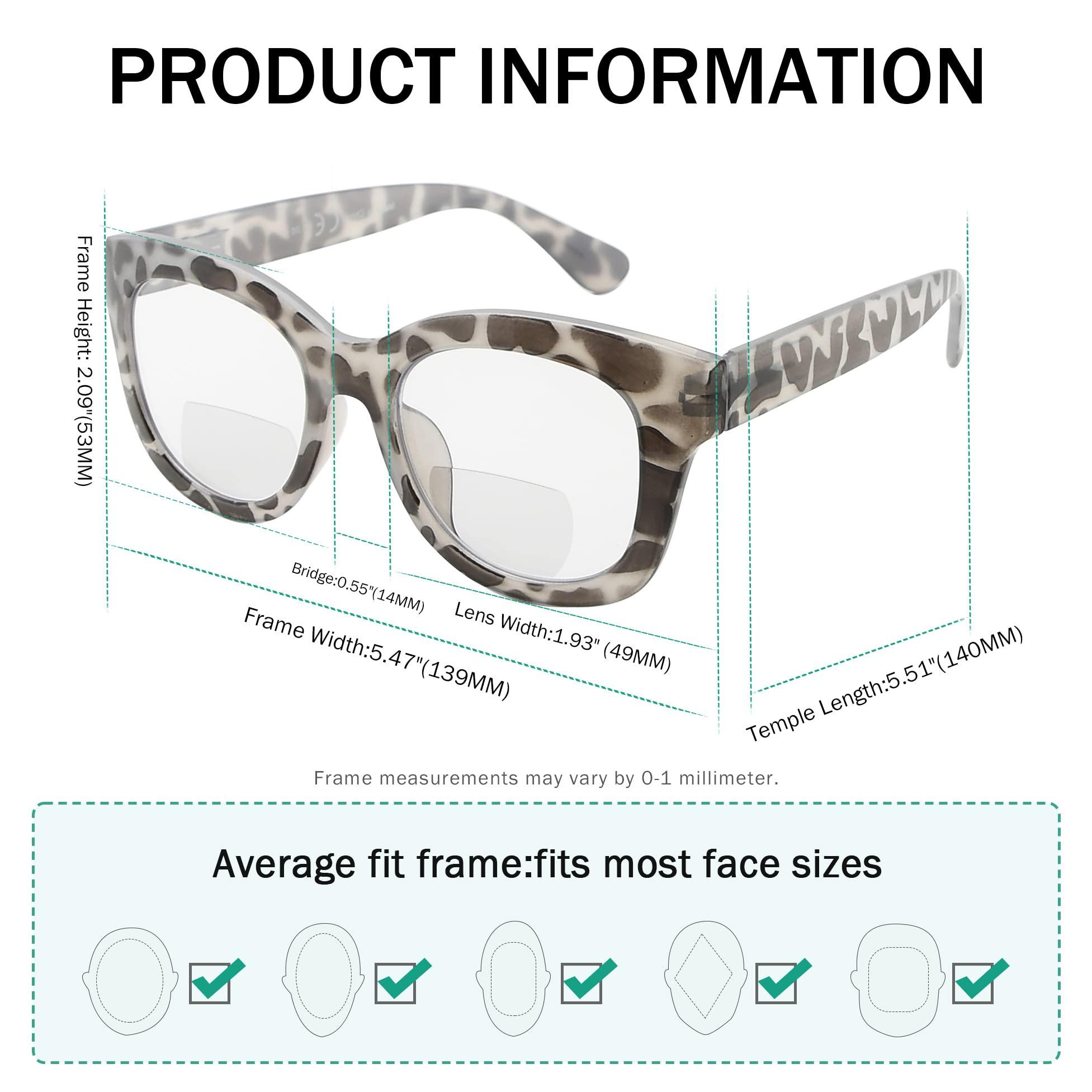 Eyekepper Eyekepper Large Frame Bifocal Reading Glasses Women Oversize Bifocal Readers - Grey Tortoise +1.50