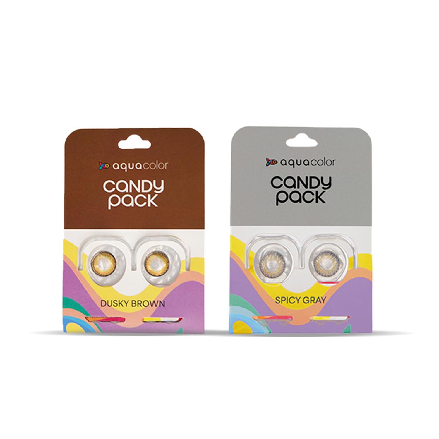 AQUALENS CONTACT LENSES AQUALENS CONTACT LENSES Aquacolor Contact Lens Pack Of 2 (Spicy Grey, Dusky Brown)