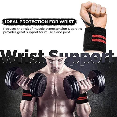 Venom Venom Wrist Wrap (1 Pair) 20 Inch Long, Wrist Supporter for Physiotherapy, Wrist Wrap, Hand Band with Adjustable Size Strap & Thumb Loop, Weight Lifting Wrap, Sports Training (Black & Grey)