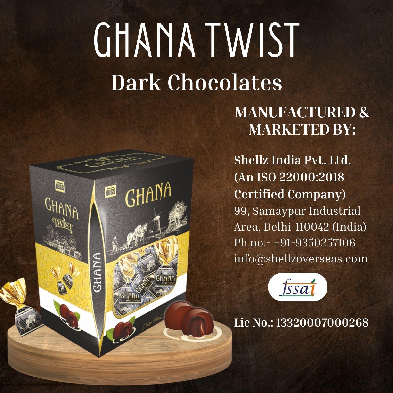 HUGS Hugs Ghana Twist Dark Chocolate | Chocolate Gift Box (36 pcs)