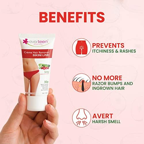 Everteen everteen SILKY Bikini Line Hair Remover Creme with Cranberry and Cucumber - 1 Pack (50 g)