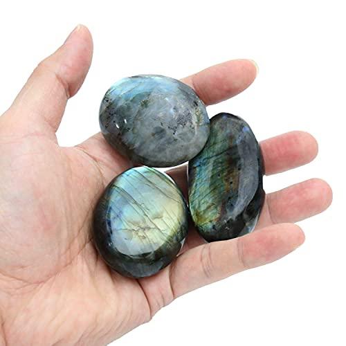 Nvzi Nvzi Natural Labradorite Crystal,yooperlite Stone, Palm Stone, SpectRolite Stone, Worry Stones for Anxiety, Lrregular Heart Reiki Chakra Healing Stone Home Decor, Healing Gemstone Worry Therapy